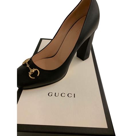 gucci black leather heels|gucci black heels price.